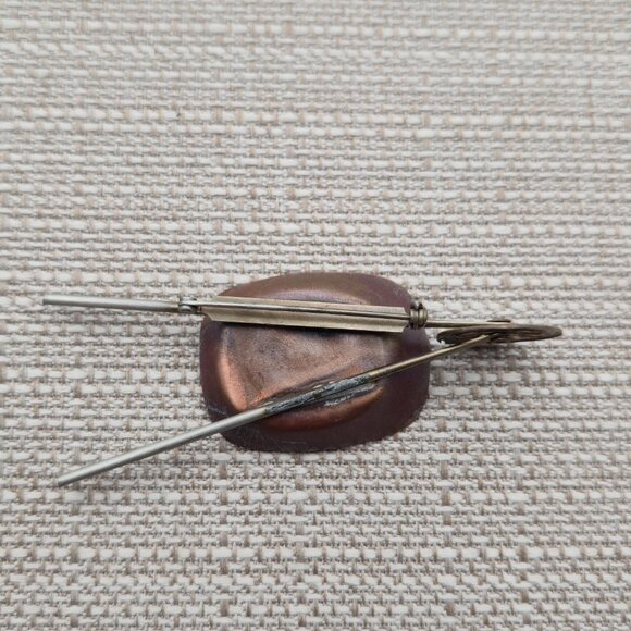 Copper And Tin Wheelbarrow Pin Brooch B495 - Picture 3 of 6